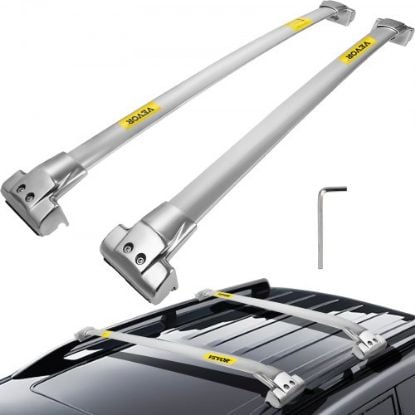 Picture of VEVOR Roof Rack Rail Compatible with Jeep Grand Cherokee 2011-2021 Cross Bar Silver Set Carrier Baggage Top Luggage Pair Durable Storage Cross Bar Roof Rails Stainless Steel