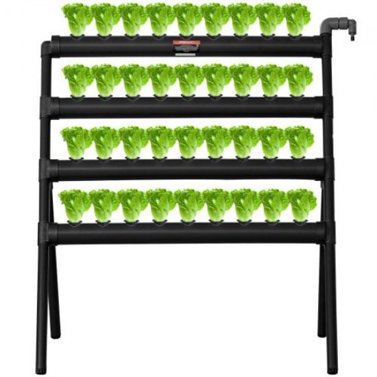 Picture of VEVOR Hydroponics Growing System, 72 Sites 8 Food-Grade PVC-U Pipes, 4 Layers Indoor Planting Kit with Water Pump, Timer, Nest Basket, Sponge, for Fruits, Vegetables, Herbs, White