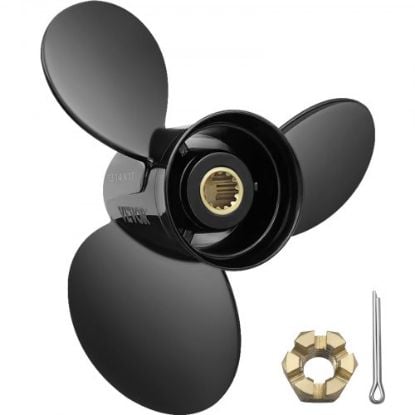 Picture of VEVOR Outboard Propeller, Replace for OEM 48-8M8026630, 4-Blade 10.3\" x 13\" Aluminum Boat Propeller, Compatible with Mercury Mariner 25HP Bigfoot/Command Thrust 60Hp Outboard, 13 Tooth Splines, RH