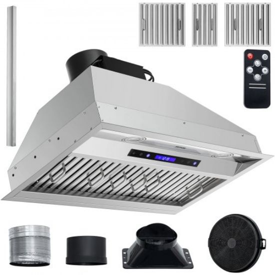 Picture of VEVOR Insert Range Hood, 900CFM 4-Speed, 36 Inch Stainless Steel Built-in Kitchen Vent with Touch & Remote Control LED Lights Baffle Filters, Ducted/Ductless Convertible, ETL Listed