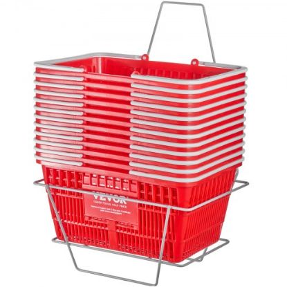 Picture of VEVOR Shopping Basket, 16.9 x 11.8 x 8.7 in/42.8 x 30 x 22 cm(L x W x H), Plastic Handle and Iron Stand, Set of 12 Store Baskets with Durable PE Material Used for Supermarket, Retail, Bookstore, Blue