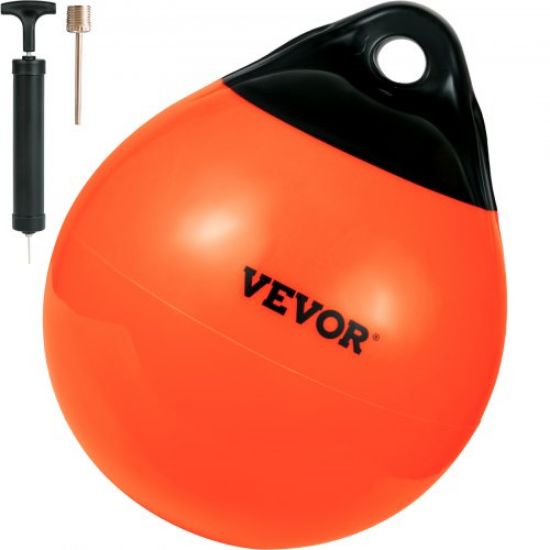 Picture of VEVOR Boat Buoy Balls, 15" Diameter Inflatable Heavy-Duty Marine-Grade PVC Marker Buoys, Round Boat Mooring Buoys, Anchoring, Rafting, Marking, Fishing, Orange