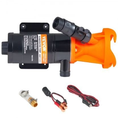 Picture of VEVOR RV Macerator Pump, 12V 12GPM Self-priming Water Waste Pumps w/RV Connector & Hose, 16 ft Lifting Height, 60s Dry Run Quick Release, Fresh Water Rinse & Manual Crushing Function, for RV Yacht