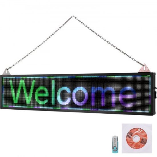 Picture of VEVOR LED Scrolling Sign, 27" x 8" WiFi & USB Control P10 Programmable Display, Indoor White High Resolution Message Board, High Brightness Electronic Sign, Perfect Solution for Advertising