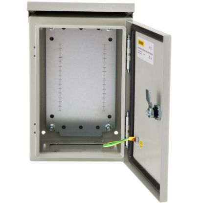 Picture of VEVOR Electrical Enclosure, 24x16x10", Tested to UL Standards NEMA 4 Outdoor Enclosure, IP65 Waterproof & Dustproof Cold-Rolled Carbon Steel Hinged Junction Box for Outdoor Indoor Use, with Rain Hood