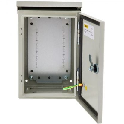 Picture of VEVOR Electrical Enclosure, 24x24x8in, Tested to UL Standards NEMA 4 Outdoor Enclosure, IP65 Waterproof & Dustproof Cold-Rolled Carbon Steel Hinged Junction Box for Outdoor Indoor Use, with Rain Hood