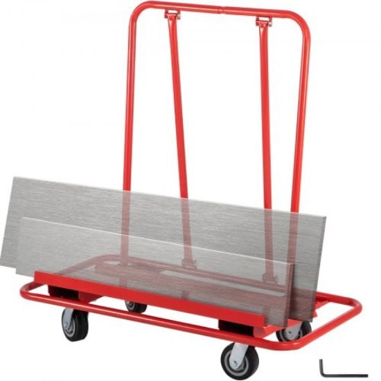 Picture of VEVOR Drywall Cart, 45.3"L × 21.7"W × 31.5"H Drywall Sheet Carts with 2200 LBS/1 Ton Load Capacity, Heavy Duty Plasterboard Trolley w/ Four 5" Wheels, Service Dolly for Handling Sheetrock Sheet Panel