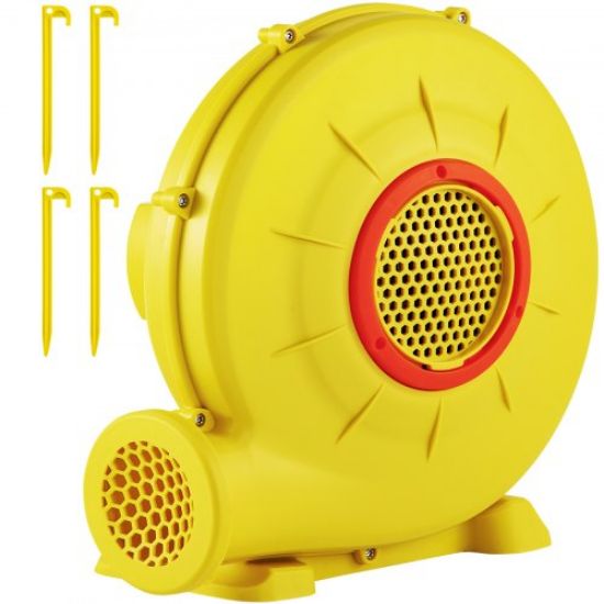 Picture of VEVOR Air Blower, 450W 0.6HP Inflatable Blower, Portable and Powerful Bounce House Blower, 1750Pa Commercial Air Blower Pump Fan, Used for Inflatable Bouncy Castle and Jump Slides, Yellow