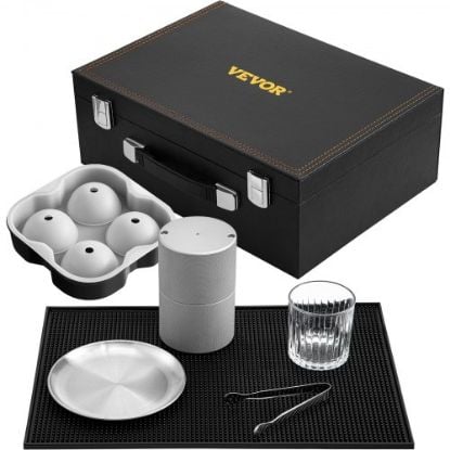 Picture of VEVOR Ice Ball Press Kit, Anodized 7075 Aluminum, w/ Silicone Moulds, Large Mat, Stainless Steel Tong & Two Glasses, Double Size Crystal Clear Rounds for Whiskeys, Cocktails on Parties & Holidays