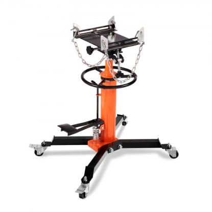 Picture of VEVOR Transmission Jack, 33"-67" High Lift, 1100 lbs Hydraulic Telescoping Transmission Jack, 2-Stage Floor Jack Stand 1/2 Ton Capacity with Foot Pedal, 360° Swivel Wheel, Garage/Shop Lift Hoist