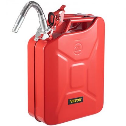 Picture of VEVOR Jerry Fuel Can, 5.3 Gallon / 20 L Portable Jerry Gas Can with Flexible Spout System, Rustproof ＆ Heat-resistant Steel Fuel Tank for Cars Trucks Equipment, Red