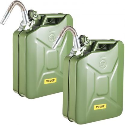 Picture of VEVOR Jerry Fuel Can, 5.3 Gallon / 20 L Portable Jerry Gas Can with Flexible Spout System, Rustproof ＆ Heat-resistant Steel Fuel Tank for Cars Trucks Equipment, Green