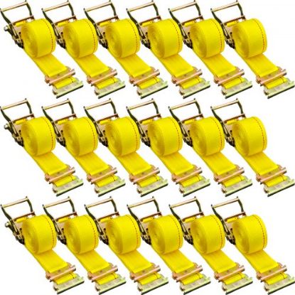 Picture of VEVOR E Track Ratchet Strap, 18PCS 2" x 15' E-Track Straps 4400 LBS Breaking Strength, with Polyester Webbing & Spring Fitting & Ratchets, Durable Tie-Downs for Motorcycles, Tire, Trailer Loads