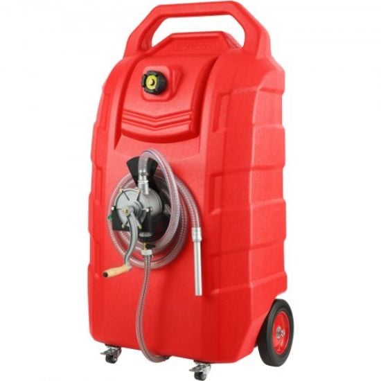 Picture of VEVOR 30 Gallon Fuel Caddy, Gas Storage Tank & 4 Wheels, with Manuel Transfer Pump, Gasoline Diesel Fuel Container for Cars, Lawn Mowers, ATVs, Boats, More, Blue