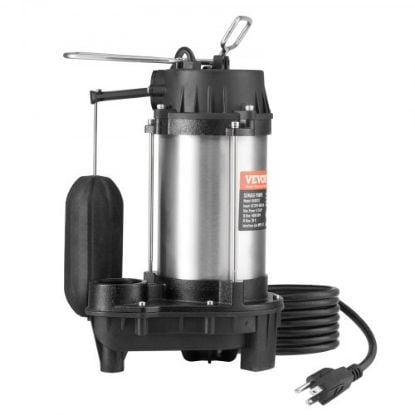 Picture of VEVOR 1HP Sewage Pump, 5600 GPH Cast Iron Submersible Sump Pump with Automatic Snap-action Float Switch, Heavy-Duty Submersible Sewage, Basement Tested to CSA Standards