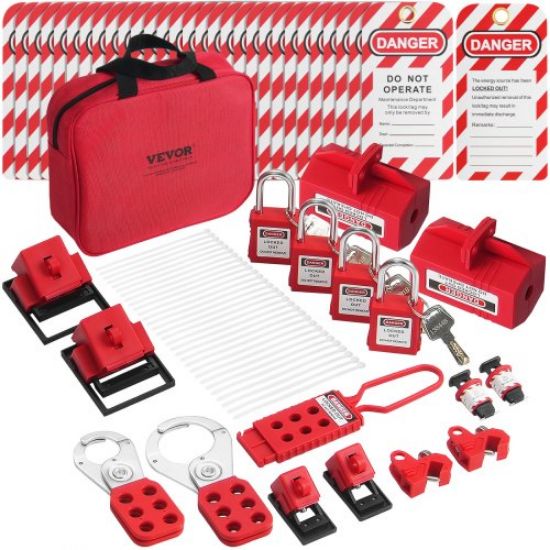 Picture of VEVOR 26 PCS Lockout Tagout Kits, Electrical Safety Loto Kit Includes Padlocks, Lockout Station, Hasp, Tags & Zip Ties, Lockout Tagout Safety Tools for Industrial, Electric Power, Machinery