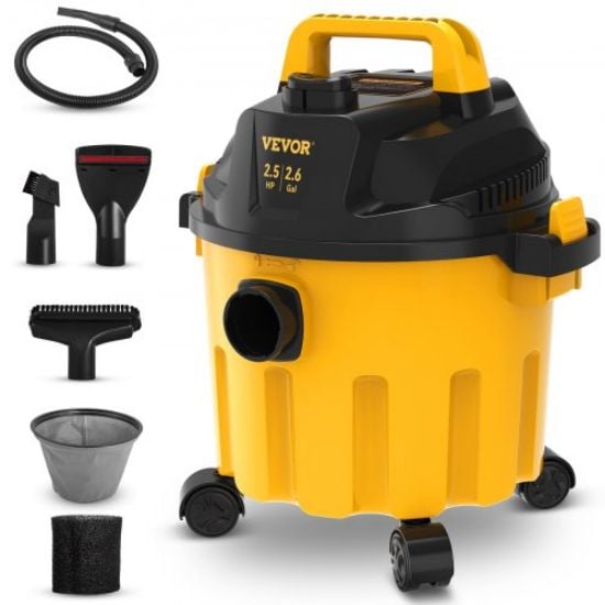 Picture of VEVOR Wet Dry Vac, 4 Gallon, 5 Peak HP, 3 in 1 Shop Vacuum with Blowing Function Portable Attachments to Clean Floor, Upholstery, Gap, Car, ETL Listed, Black