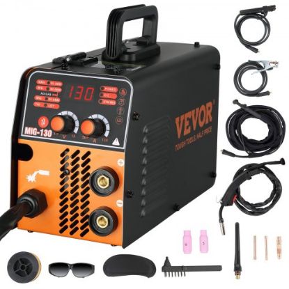 Picture of VEVOR 145Amp MIG Welder, Welding Machine 3 in 1, 110 V Flux Core/Solid Wire Welding Machine with IGBT Inverter & MIG Torch, Digital MIG/Lift TIG/Stick Multiprocess Welder