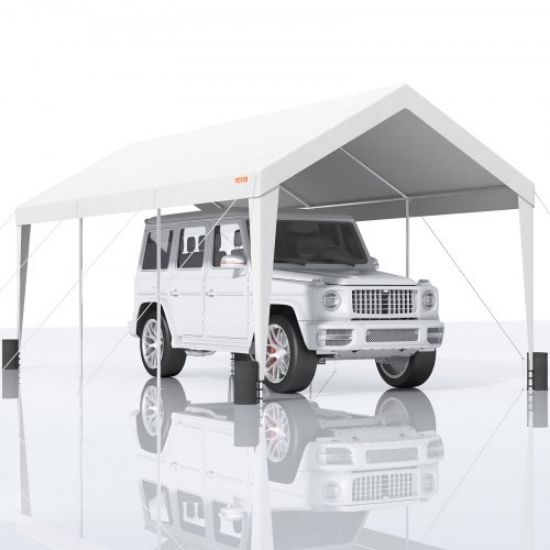 Picture of VEVOR Carport Canopy Car Shelter Tent 10 x 20ft for Auto Boats with 8 Legs White