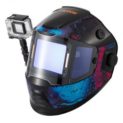 Picture of VEVOR True Color Solar Powered Auto Darkening Welding Helmet, 4 Arc Sensor Wide Shade 5-8/9-13 for TIG MIG ARC Welding Hood Mask