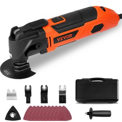 Picture of VEVOR Multitool Oscillating Tool Corded 2.5 Amp, Oscillating Saw Tool with LED Light, 6 Variable Speeds, 3.1° Oscillating Angle, 11000-22000 OPM, 16PCS Saw Accessories & BMC Case