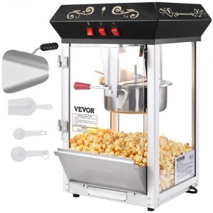 Picture of VEVOR Popcorn Popper Machine 8 Oz Popcorn Maker with Cart 850W 48 Cups Red