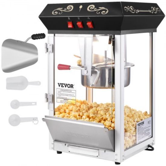 Picture of VEVOR Popcorn Popper Machine 8 Oz Popcorn Maker with Cart 850W 48 Cups Red