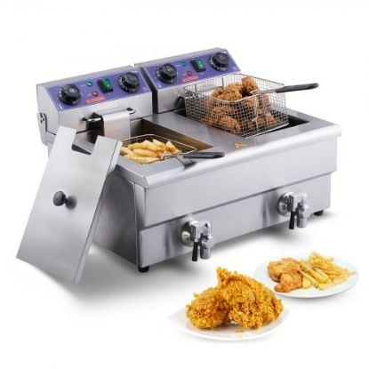 Picture of VEVOR Commercial Electric Deep Fryer Countertop Deep Fryer Dual Detachable Tanks