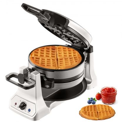 Picture of VEVOR Commerical Round Waffle Maker 1300W Rotatable Non-Stick Waffle Iron 120V