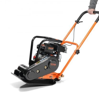 Picture of VEVOR Vibratory Compaction Tamper, 6.5 HP, 196CC Gas Engine, 4,200 lbs Force, 5,600 VPM Plate Compactor with 22.1 x 15.9 in Plate for Walkways, Asphalts, Paver Landscaping, CARB & EPA Compliant