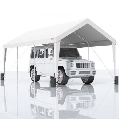 Picture of VEVOR Carport, 12 x 20 ft Heavy Duty Car Canopy with Roll-up Ventilated Windows, Extra Large Portable Garage with Removable Sidewalls, Waterproof UV Resistant All-Season Tarp for SUV, Truck, Boat