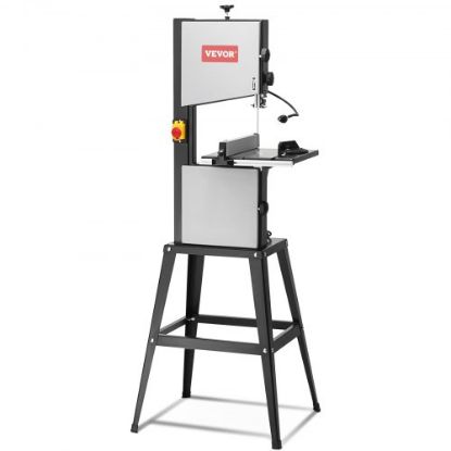 Picture of VEVOR Band Saw with Stand, 10-Inch, 560 & 1100 RPM Two-Speed Benchtop Bandsaw, 370W 0.5HP Motor with Metal Stand Optimized Work Light Workbench Fence and Miter Gauge, for Woodworking Aluminum Plastic