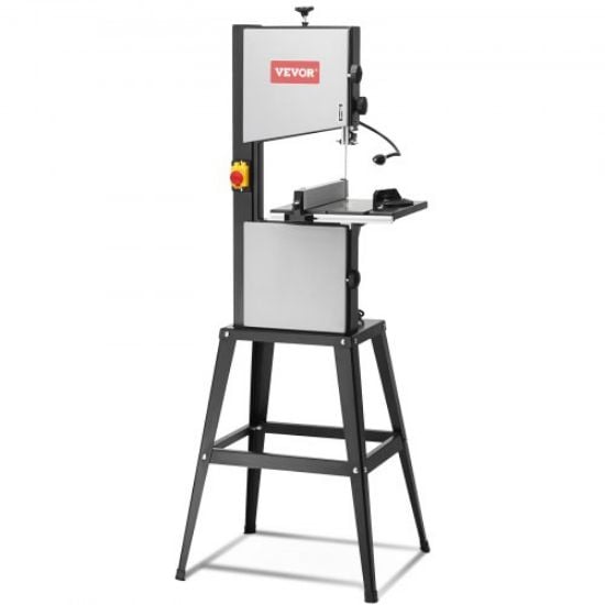 Picture of VEVOR Band Saw with Stand, 10-Inch, 560 & 1100 RPM Two-Speed Benchtop Bandsaw, 370W 0.5HP Motor with Metal Stand Optimized Work Light Workbench Fence and Miter Gauge, for Woodworking Aluminum Plastic