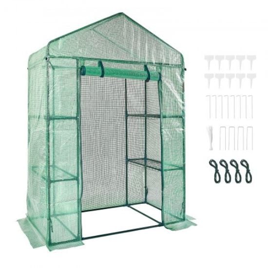 Picture of VEVOR Walk-in Green House, 4.6 x 4.6 x 6.6 ft , Greenhouse with Shelves, High Strength PE Cover with Zipper Door and Steel Frame, Assembly in Minutes, Suitable for Planting and Storage