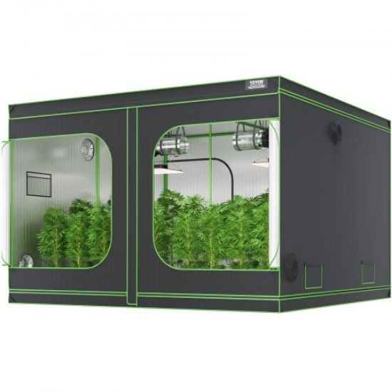 Picture of VEVOR 4x4 Grow Tent, 48'' x 48'' x 80'', High Reflective 2000D Mylar Hydroponic Growing Tent with Observation Window, Tool Bag and Floor Tray for Indoor Plants Growing