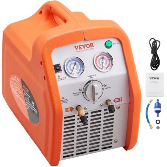 Picture of VEVOR 1 HP Refrigerant Recovery Machine - Dual Cylinder Portable AC Recovery Machine with High Pressure Protection 120V 60Hz Recovery Machine HVAC for Vapor Liquid Refrigerant, Car Air Conditioning