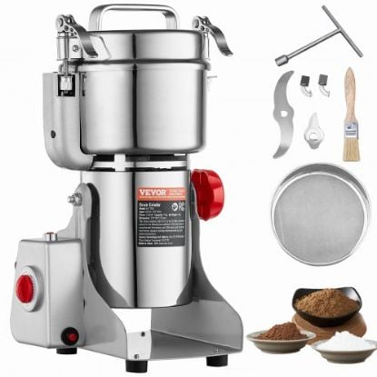 Picture of VEVOR 2500g Electric Grain Mill Grinder, 3750W High-Speed Commercial Spice Grinders, Stainless Steel Swing Type Pulverizer Powder Machine, for Spices Cereals Dry Grains Coffee Corn Pepper