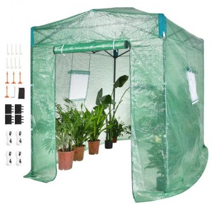 Picture of VEVOR Pop Up Greenhouse, 8'x 6'x 7.5' Pop-up Green House, Set Up in Minutes, High Strength PE Cover with Doors & Windows and Powder-Coated Steel Frame, Suitable for Planting and Storage, Green