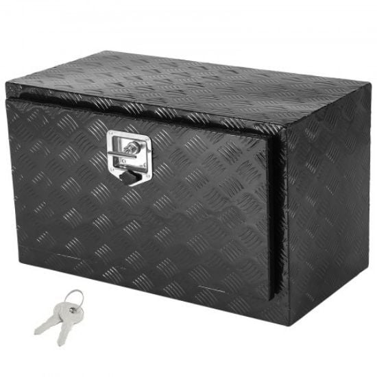 Picture of VEVOR Underbody Truck Box, 30"×17"×18" Pickup Storage Box, Heavy Duty Aluminum Diamond Plate Tool Box with Lock and Keys, Waterproof Trailer Storage Box with T-Handle Latch for Truck, Van, Trailer