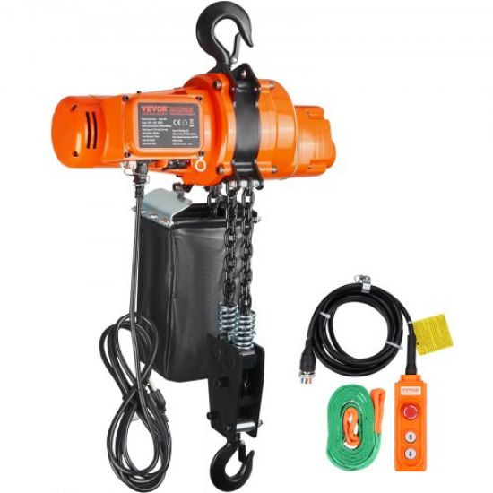 Picture of VEVOR 1/2 Ton/1100 LBS Hand Chain Hoist 10 FT Come Along, 1100 lbs Capacity G80 Galvanized Carbon Steel with Double-Pawl Brake, Auto Chain Leading & 360° Rotation Hook, for Garage Factory Dock