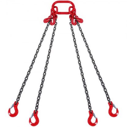 Picture of VEVOR Chain Sling, 11000 lbs Weight Capacity, 5/16'' x 5' G80 Lifting Chain with Grab Hooks, DOT Certified, Blackening Coating Manganese Steel & Adjustable Length, for Dock Factory Construction Site