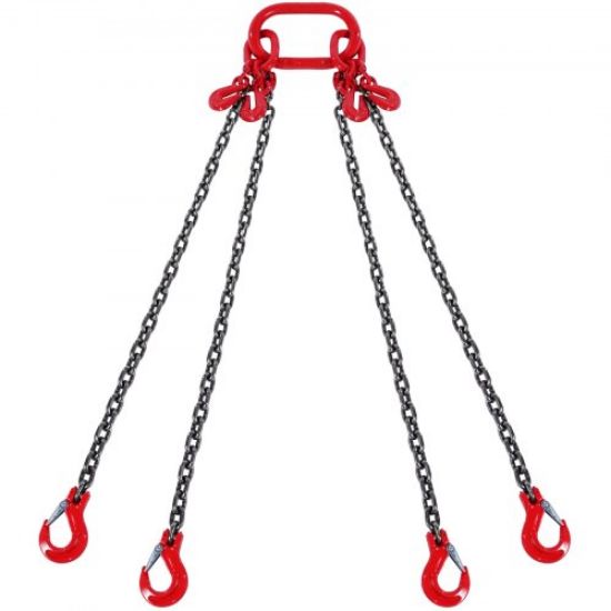 Picture of VEVOR Chain Sling, 11000 lbs Weight Capacity, 5/16'' x 5' G80 Lifting Chain with Grab Hooks, DOT Certified, Blackening Coating Manganese Steel & Adjustable Length, for Dock Factory Construction Site