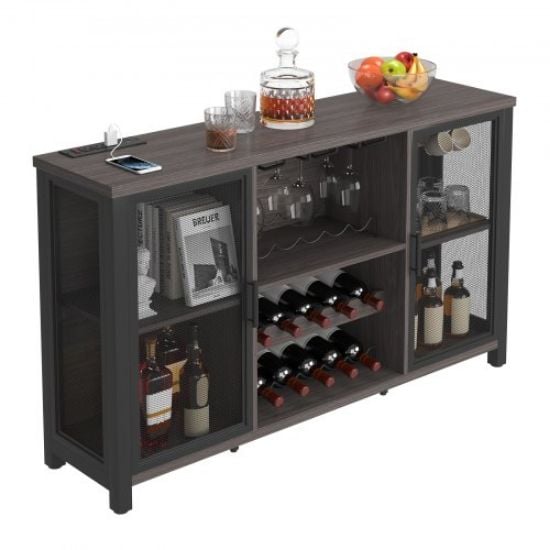 Picture of VEVOR Industrial Bar Cabinet Wine Bar Home Table with Wine Rack & Glass Holder