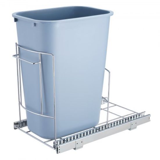 Picture of VEVOR Pull-Out Trash Can, Under Mount Kitchen Waste Container with Slide ang Handle, 35.3 lbs Load Capacity Heavy Duty Garbage Recycling Bin for Kitchen Cabinet, Sink, Under Counter (Bin Not Include)