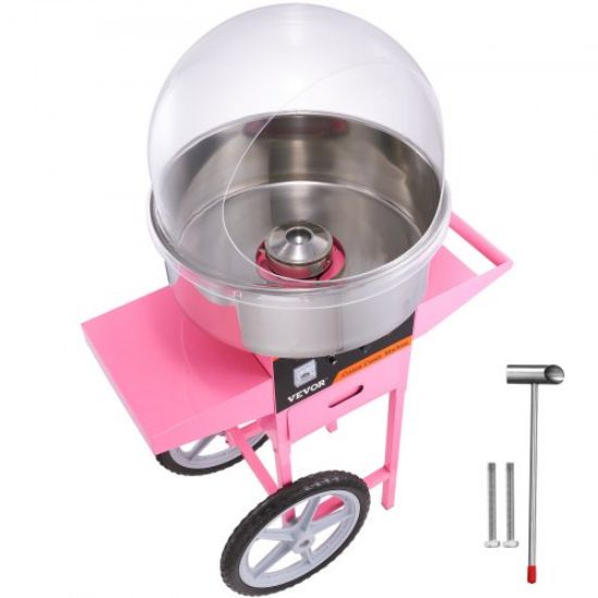 Picture of VEVOR Electric Cotton Candy Machine, 1000W Candy Floss Maker, Commercial Cotton Candy Machine with Stainless Steel Bowl, Sugar Scoop, and Drawer, Perfect for Home Kids Birthday, Family Party Pink