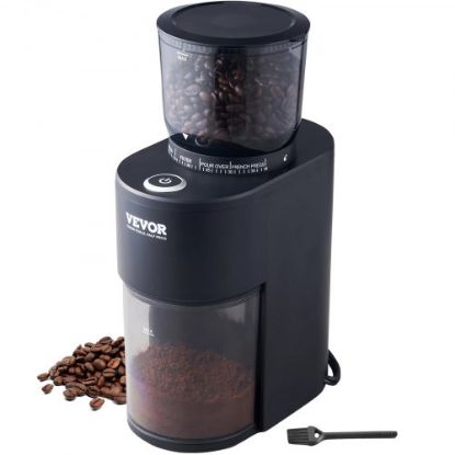 Picture of VEVOR Conical Burr Grinder, Electric Adjustable Burr Mill with 51 Precise Grind Setting, 9.7-Ounce 13 Cups Coffee Bean Grinder, Perfect for Drip, Mocha, Hand Brew, French Press, Espresso, Silver