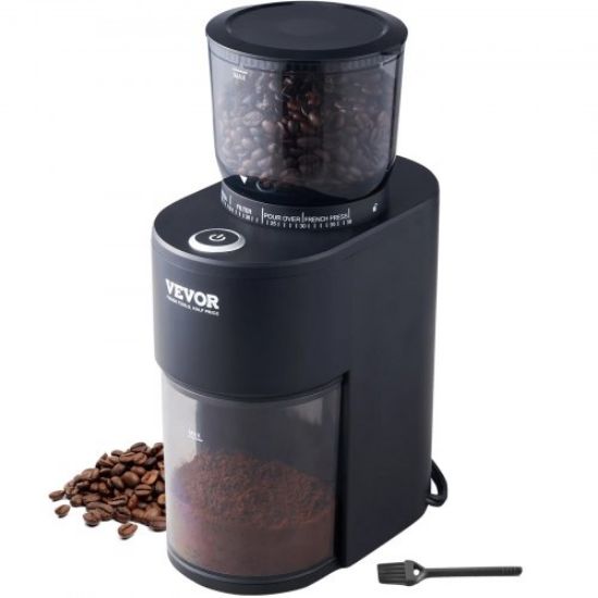 Picture of VEVOR Conical Burr Grinder, Electric Adjustable Burr Mill with 51 Precise Grind Setting, 9.7-Ounce 13 Cups Coffee Bean Grinder, Perfect for Drip, Mocha, Hand Brew, French Press, Espresso, Silver