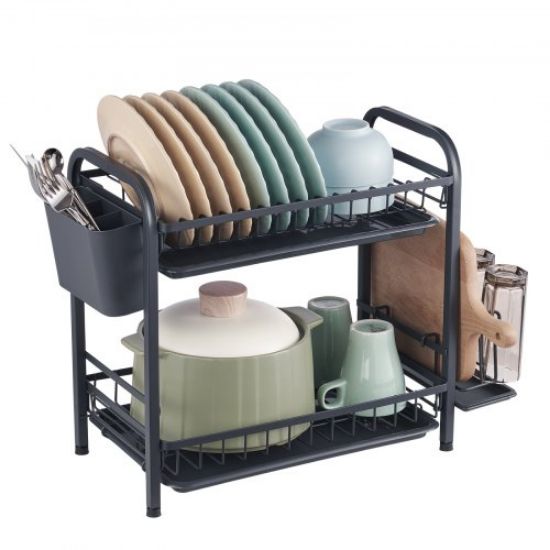 Picture of VEVOR 2 Tier Dish Drying Rack Dish Drainer Carbon Steel Kitchen Utensil Holder