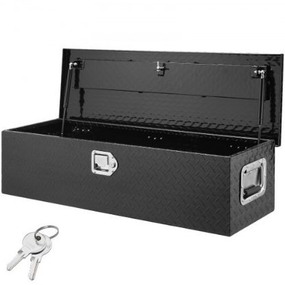 Picture of VEVOR Heavy Duty Aluminum Truck Bed Tool Box, Diamond Plate Tool Box with Side Handle and Lock Keys, Storage Tool Box Chest Box Organizer for Pickup, Truck Bed, RV, Trailer, 30"x13"x9.6", Silver