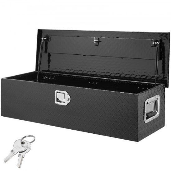 Picture of VEVOR Heavy Duty Aluminum Truck Bed Tool Box, Diamond Plate Tool Box with Side Handle and Lock Keys, Storage Tool Box Chest Box Organizer for Pickup, Truck Bed, RV, Trailer, 48"x15"x15", Black